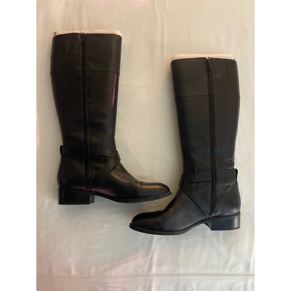 Lauren Ralph Lauren Shoes - Lauren Ralph Lauren Maryann Black Leather Riding Boots Womens 8B Knee High Zip